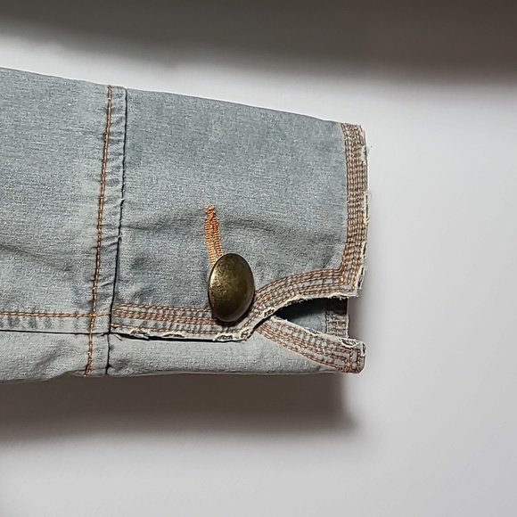 PAPARAZZI Vintage Mid Length 100% Cotton Distressed Jacket w/ Buttons Size Small - Picture 10 of 16